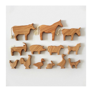 Wooden <b>Farm</b> Animal Toys <b>Set</b> for Kids 3-6 Years Unisex Educational Play Figures Natural Wood Model Catarina - Product Image 5