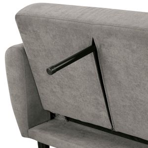 Divano Letto Futon in Tessuto Trapuntato Grigio con Gambe in Ferro, Trasformabile in Letto con Supporto per la Schiena, 1 Pezzo, con Molle Insacchettate - Product Image 5