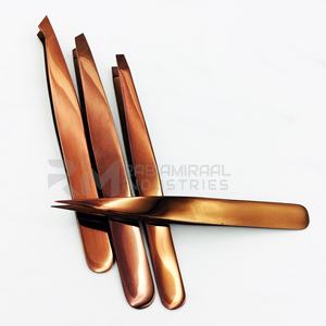 Pince à épiler professionnelle en or rose pour sourcils, 4 styles de pointes différents, en acier inoxydable, logo personnalisé, pince à épiler de beauté - Product Image 4