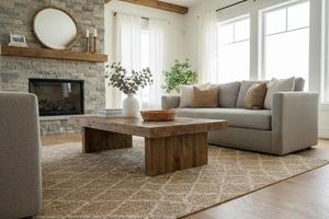 โต๊ะกาแฟไม้เนื้อแข็งสไตล์เรียบง่าย ท็อปหนา ดีไซน์เตี้ย ฐานหนา สำหรับเฟอร์นิเจอร์ห้องนั่งเล่นสมัยใหม่ - Product Image 3