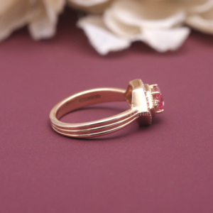 Bague de fiançailles en argent sterling 925 massif avec halo hexagonal de diamants roses cultivés en laboratoire certifiés IGI, coupe princesse, pour femmes - Product Image 2