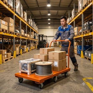 Chariot à plateforme robuste en acier thermolaqué orange, fabriqué au Vietnam, certifié ISO, haute visibilité, vente OEM ODM - Product Image 4