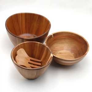 Modern Straight Edge Solid Wood Salad Bowl Flat Bottom Wooden Fruit Serving Basin Minimalist Kitchenware - Product Image 1