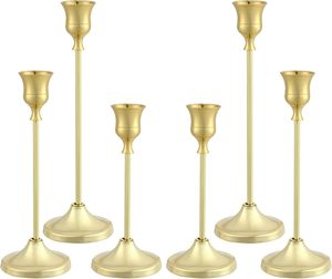 Metal Candle Stand 6PCS Metal Taper Candle Holder for Pillar Candle Candle Holder for Wedding <b>Fireplace</b> <b>Mantel</b> Housewarming Gift - Product Image 1