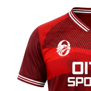 เสื้อฟุตบอลสีแดงสำหรับผู้ชายแขนสั้นเสื้อฟุตบอลชุดทีมกีฬาน้ำหนักเบาระบายอากาศได้ดีชุดกีฬาการฝึกซ้อมการแข่งขัน - Product Image 4