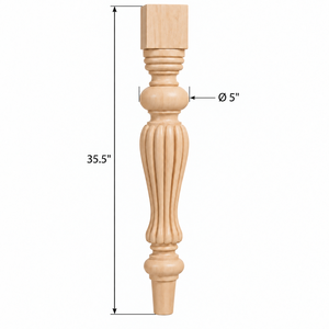 Pied de table en bois massif, pied de meuble tourné en bois, base de table de style traditionnel, design rond en bois massif, installation facile - Product Image 2