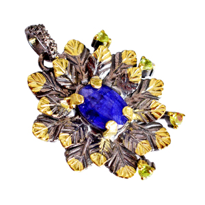 Colgante de plata de ley 925 pura con baño de rodio y peridoto, amuleto de piedra preciosa, regalo clásico, collar con colgante fino para mujer, para usar en bodas. - Product Image 1
