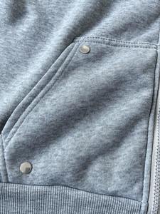Sweat à capuche zippé pour homme avec détails en strass, en molleton de coton, coupe oversize, style streetwear épuré et minimaliste, service OEM personnalisé - Product Image 3