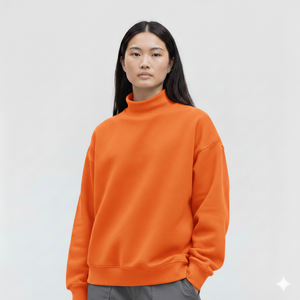 Sweat-shirt d'hiver surdimensionné à col montant pour femme en mélange de coton molletonné French Terry de haute qualité, personnalisable, vente en gros fabricant - Product Image 2