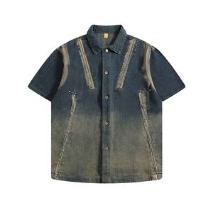 เสื้อเชิ้ตเดนิมทรงวินเทจเท่ๆ ลายสก็อต แขนยาว สไตล์ลำลองแฟชั่นสตรีท  รักษ์โลก  สำหรับผู้ชาย  ดีไซน์เฉพาะตัว - Product Image 1