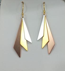 Boucles d'oreilles pendantes rondes en cuivre martelé à la main, bijoux artisanaux texturés style bohème, vente en gros - Product Image 4