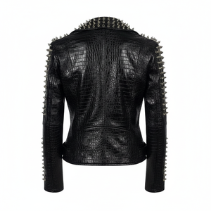 Veste en cuir pour femme style Steampunk Rock Rivet, coupe slim courte, streetwear gothique, broderie, en similicuir, style motard, Femme - Product Image 2