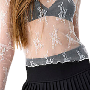 Blusa de malla con cuello simulado para mujer, estampado floral, manga larga, top transparente ajustado, jersey transparente para superponer, ropa elegante de noche - Product Image 5