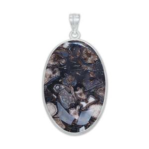 Nouveauté : Magnifique pendentif en agate Turritella multi-formes, en laiton massif et argenté, bijou artisanal pour femme - Product Image 3