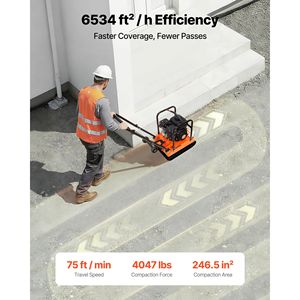 Compattatore a piastra a motore a benzina da 6,5 HP 196CC, 5700 VPM, con forza di compattazione di 4047 libbre, 21 X Earth Compactor - Product Image 3