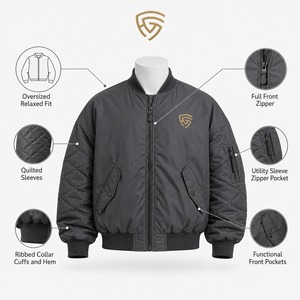 Blouson bomber vintage pour homme, coupe ample, finition délavée, silhouette décontractée, design élégant, parfait pour le streetwear et la mode décontractée - Product Image 5