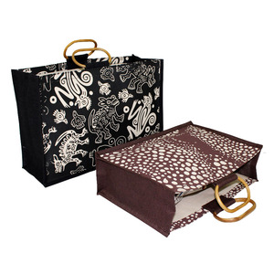 One Colour Oval Wooden Cane Handle 10 OZ PP Laminated Natural Reusable Cotton Shopping <b>Tote</b> Bag All Animal Print <b>Canvas</b> <b>Tote</b> Bag - Product Image 5