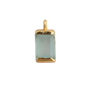 จี้หินแคลเซโดนีธรรมชาติทรงบาแกตต์ ชุบทอง สำหรับทำเครื่องประดับ - Product Image 4