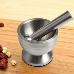Premium Stainless Steel Alloy Steel Mortar and Pestle Durable Heavy Duty Spice <b>Grinder</b> for Kitchen Use - Product Image 6