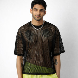 T-shirt en maille pour homme, coupe ample, respirant, streetwear, tee-shirt de sport OEM ODM - Product Image 1