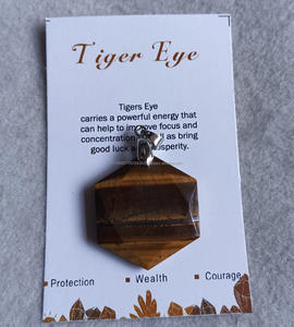 Collar con Colgante de Piedra de Cristal Natural de Lujo al por Mayor, Ojo de Tigre Tallado en Forma Hexagonal, Joyería, Recuerdo, Energía Negativa - Product Image 1