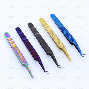Pinzas para Extensión de Pestañas con Agarre de Diamante de 45 Grados, con Ranura para el Dedo, Venta al por Mayor, con Logotipo - Product Image 2