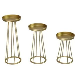 2 Piece Matte Gold Taper <b>Candle</b> Holder Set Flared Trumpet Pedestal Stand with Wide <b>Drip</b> Tray Base - Product Image 3