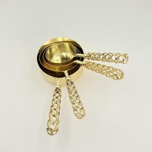 Cucharas y Tazas Medidoras de Acero Inoxidable, Resistentes, Ecológicas, Metálicas Doradas con Mango de Alambre de Hierro, Juego de Tazas Medidoras, Utensilios para Hornear - Product Image 2