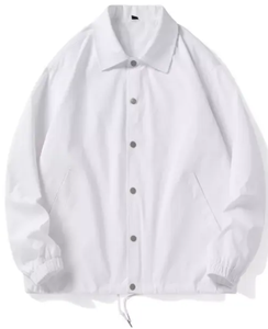 Camisa Chaqueta de Lona Gris Claro para Hombre, Cuello Camisero, Cierre de Botones, Resistente al Viento, Casual, Otoño, Corte Regular, Material de Poliéster - Product Image 3