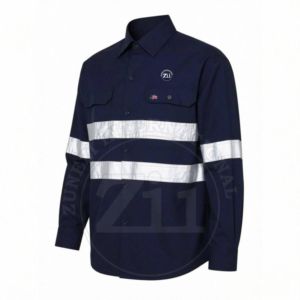 Vêtements de travail industriels respirants et résistants aux flammes pour hommes, chemise de travail de soudage FR, conforme à la norme NFPA 70E HRC 2, haute visibilité, bande réfléchissante ignifuge. - Product Image 2