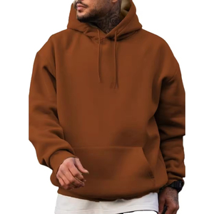 <b>Men's</b> Hooded Sweatshirt Solid Color Knitted Casual <b>Pullover</b> With Pocket Regular Fit Autumn Wear Washed cotton fleece <b>pullover</b> - Product Image 3