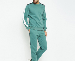 Ensemble de sweat-shirt décontracté pour homme à col rond, couleur unie, pantalon de jogging en molleton, 2 pièces, vêtements d'automne - Product Image 2