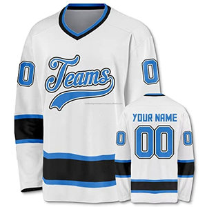 Maillot de hockey sur glace personnalisé en maille écologique 260g, col en V, manches longues, imprimé numériquement, respirant, en polyester, uniforme d'équipe pour hommes, OEM - Product Image 2