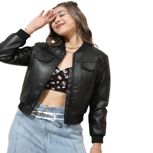 Premium Women's Leather Bomber <b>Jacket</b> Oversize Short Motorcycle Waterproof PU Leather <b>Pilot</b> <b>Jacket</b> for Spring Autumn - Product Image 5