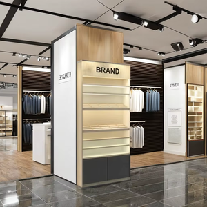 Modern Type 01 Back <b>Wall</b> Unit: 7.6ft Lighted Wooden <b>Display</b> Rack for Showroom | Customizable Retail Shelving with LED Lighting - Product Image 3