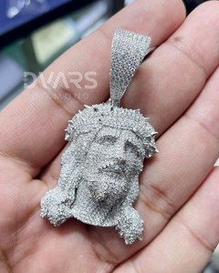 Colgante de Cabeza de Jesús con Diamantes Moissanite VVS, Colgante Religioso Cristiano, Joyería Hip Hop Brillante, Colgante de Plata 925 con Incrustaciones de Diamantes para Regalo - Product Image 1