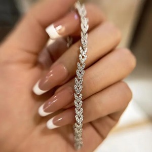 New Collection 925 Moissanite Cut 4.0 Carat Wheat Ear Design Tennis <b>Bracelet</b> for Women Sterling Silver 18K <b>White</b> Gold Plated - Product Image 6