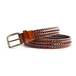 Cinturón de Cuero Trenzado de Alta Calidad, Diseño Personalizado Informal para Exteriores, Hebilla Cómoda, Cinturones de Cuero Genuino para Hombre - Product Image 2
