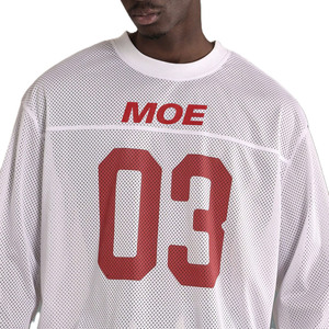 Trendy White Men Sequin <b>Rhinestone</b> Sparkly Hip Hop Streetwear American Football Jersey Oversized <b>Mesh</b> Game Day Bling Shirt <b>Top</b> - Product Image 3