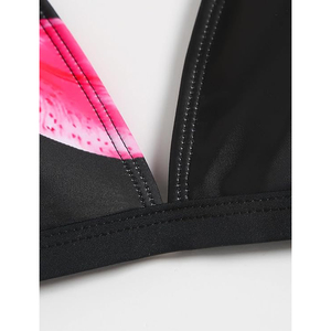 Conjunto de Bikini Sexy con Estampado de Lirios para Mujer, Traje de Baño de Dos Piezas con Cuello Halter en Contraste Negro 2026, Biquinis Acolchados - Product Image 5