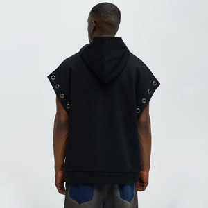 Sweat-shirt à capuche sans manches pour homme, coupe ample, en molleton de coton avec poche, couleur unie, vêtement décontracté pour l'automne, par Salamons Wears - Product Image 3