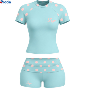 Conjuntos de Shorts Personalizados para Mujer, Conjunto Deportivo de 3 Piezas con Estampado de Lunares Rosas, Top Corto de Manga Corta con Shorts a Juego, Ropa de Primavera - Product Image 5