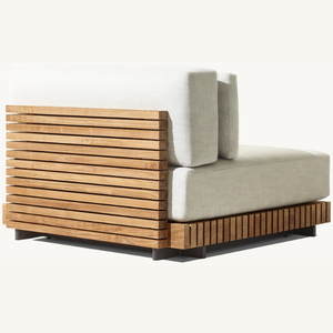 Fauteuil confortable en teck au design moderne, idéal pour l'intérieur ou l'extérieur, équipé d'un rembourrage en mousse souple. - Product Image 6