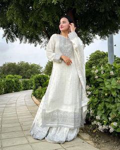 2024 nuevo traje Sharara paquistaní Georgette pesado de moda para mujer de proveedor indio disponible a precio mayorista - Product Image 1