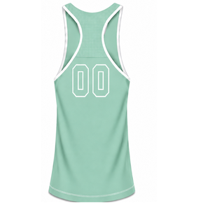 Ensemble de bain vert menthe et blanc, débardeur dos nageur sans manches avec short assorti, léger, séchage rapide, performance pour l'entraînement - Product Image 5