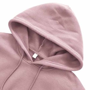 Sweat-shirt à capuche court pour femme, couleur unie, manches longues, décontracté, rose, tricoté, 100% coton, coupe classique - Product Image 4