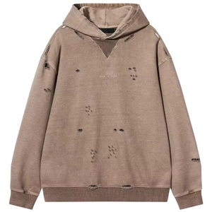 Hoodies personnalisés à prix abordable, vente en gros, zippés, surdimensionnés, 500 g/m², délavés à l'acide, effet soleil, pour hommes, grandes tailles, sweats à capuche et pulls molletonnés - Product Image 3