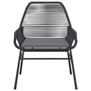 <b>Black</b> PE Rattan Garden Chair With Foam Cushion Steel <b>Frame</b> Outdoor Furniture Contemporary Design Tapered Legs UV Resistant - Product Image 5