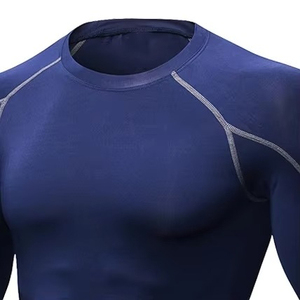 T-shirt de compression personnalisé pour homme, manches longues, séchage rapide, respirant, 100 % polyester, pour entraînement et sport - Product Image 2