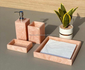 Ensemble d'accessoires de salle de bains en résine époxy de haute qualité de luxe moderne Collection d'accessoires de salle de bains de couleur ivoire de haute qualité - Product Image 2